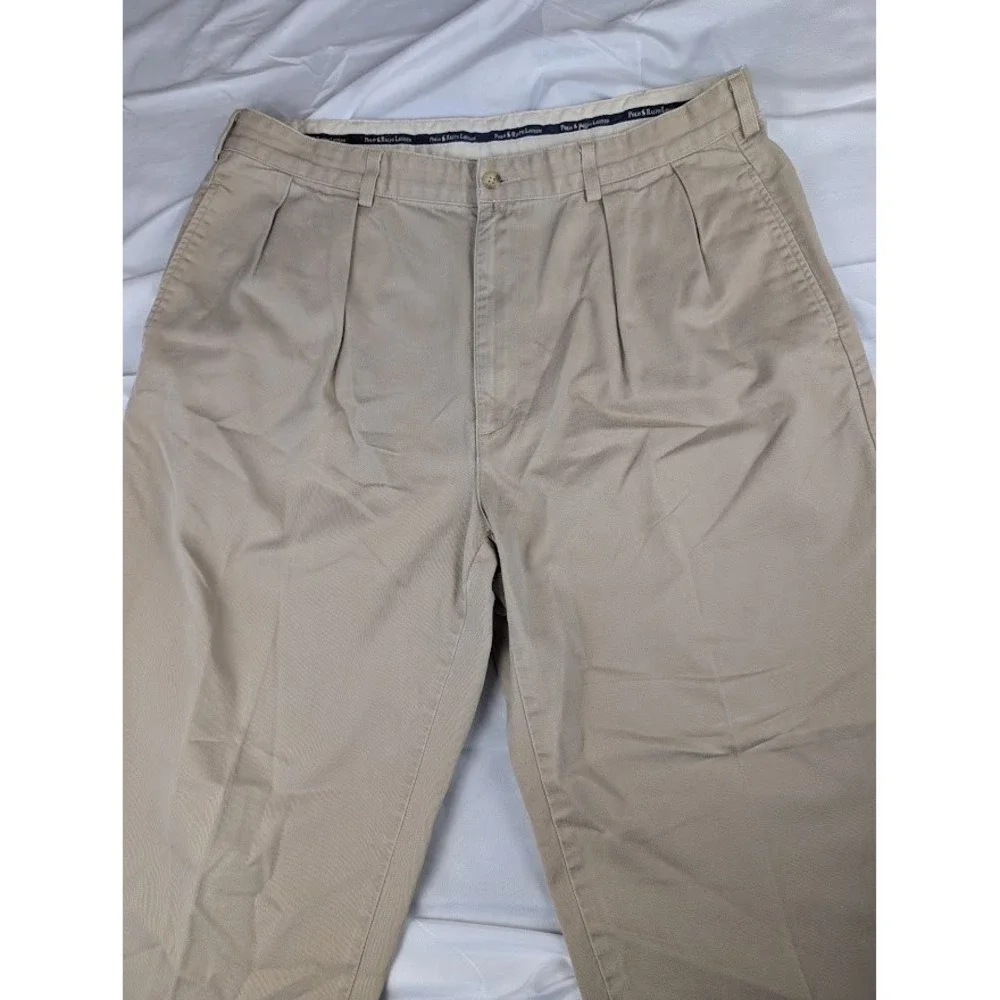 Polo Ralph Lauren Chino Pants Men's 38x32 Khaki Tan Pleated Trousers